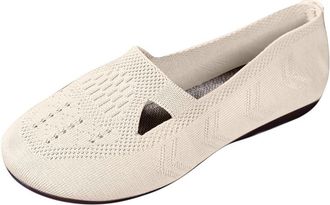 Generic Black Womens Work Shoes Style Flying Woven Solid Color Round Toe with Breathable Low Top Shallow Mouth Soft Bottom Flat Comfortable Walking Shoes Mesh