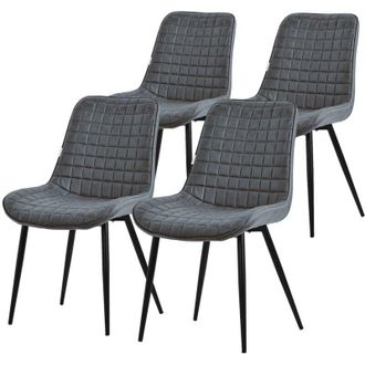 ML Design Ml-design - Set di 4 Sedie per Sala da Pranzo Antracite Rivestimento in Materiale Sintetico Gambe in Metallo Nero Sedie da Cucina con Schienale