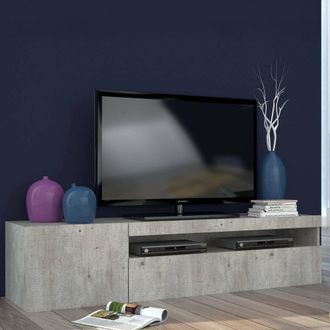 Dmora Dmora - Soporte Para Tv Para Sala De Estar, Made In Italy, Soporte Para Tv De 2 Puertas, Soporte Para Tv Para Sala De Estar, 150x40h37 Cm, Color Cemen
