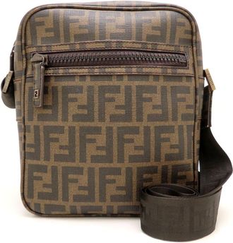 Fendi Zucchino Brown Coated Canvas Shoulder Bag (Pre-Owned)