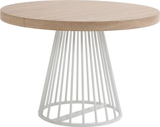 Vente-Unique Mesa de comedor extensible de 2 a 12 personas en MDF y acero - Natural claro y blanco - FIRELA