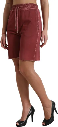 Dolce & Gabbana Womens Maroon Cotton High Waist Sweatshorts Shorts