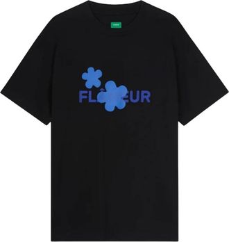 Flaneur Flower T-Shirt - Heren - T-shirts - Zwart - M - Katoen - Tops