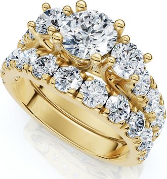 Pompeii3 2Ct TW 3-Stone Diamond Engagement Wedding Ring Set 14k Gold or Pt Lab Grown