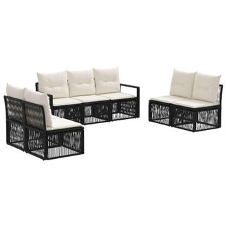 vidaXL Conjunto De Sof&aacute;s De Jard&iacute;n 7 Pcs Negro Rat&aacute;n Sint&eacute;tico Vidaxl