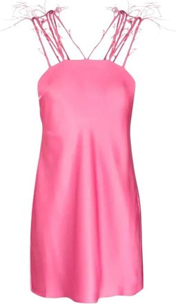 Cult Gaia Feather-detailing Sleeveless Dress - Dames - Feestkleedjes - Roze - M - Polyester - Kleedjes