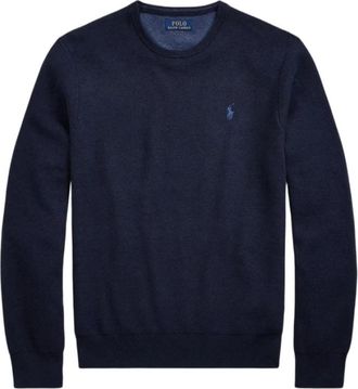 Polo Ralph Lauren Textured Knit Sweatshirt - Heren - Ronde hals truien - Blauw - 2XL - Katoen - Truien & Vesten