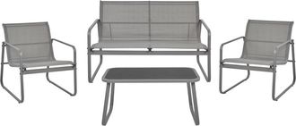 Beliani Conjunto de jard&iacute;n con mesa 4 plazas Metal Gris