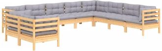 vidaXL Juego De Muebles De Jard&iacute;n 10 Pzas Y Cojines Madera Maciza Pino Vidaxl