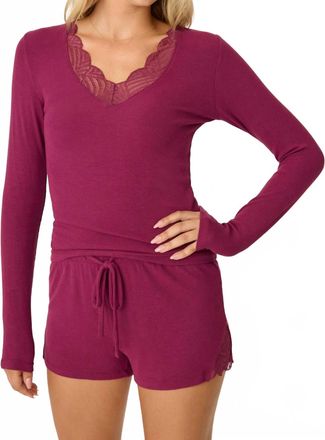 PJ Salvage Sweet Dreams Bordeaux Long Sleeve Top