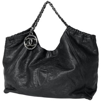Chanel Black Grained Calfskin Tote Bag (Pre-Owned)