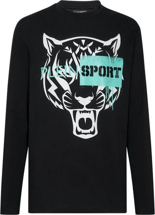 Plein Sport T-Shirt Ronde Hals Tijger - Heren - Sportshirts - Zwart - M - Katoen - Fitness