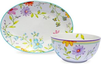 Euroceramica Charlotte 2Pc Oval Platter & Serving Bowl Set