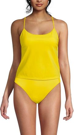 Lands End Tugless QuickDry Adjustable Strappy Back Tankini Top in Vivid Lemon at Nordstrom, Size 12