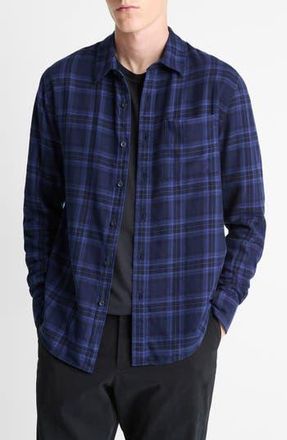 Vince Big Horn Plaid Flannel Button-Up Shirt in Monarch Combo at Nordstrom Rack, Size Xx-Large