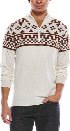 Brodie Fairisle Wool & Cashmere-Blend 1/4-Zip Mock Neck Sweater