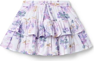 Janie and Jack Countryside Toile Ruffle Skort in White at Nordstrom, Size 12-18M