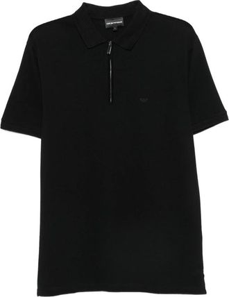 Emporio Armani Zip-fastening Logo-patch Polo Shirt