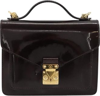 Louis Vuitton Monceau Vernis Burgundy Patent_Leather Handbag (Pre-Owned)
