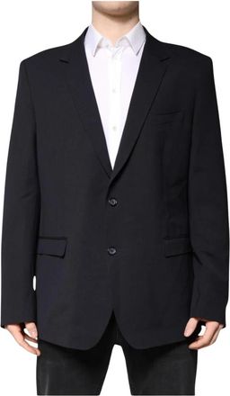 Dolce & Gabbana Maatwerk Notched Lapel Blazer - Heren - Blazers - Blauw - 3XL - Wol - Jassen