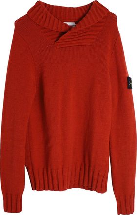 Stone Island Shawl Collar Sweater in Red Wool