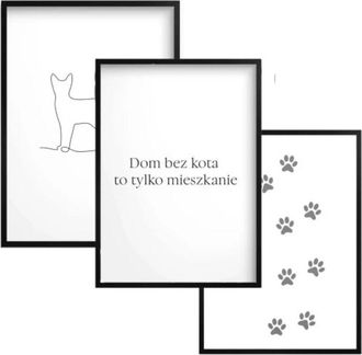 OEM P&oacute;steres De Arte De Pared Arte Lineal En Blanco Y Negro Con Marco Juego De Sala De Estar Gato