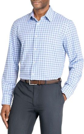 W.R.K Regular Fit Plaid Performance Dress Shirt in White/Purple at Nordstrom, Size 15