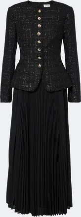 SIMKHAI Vestido Claudina de tweed lam&eacute; plisado