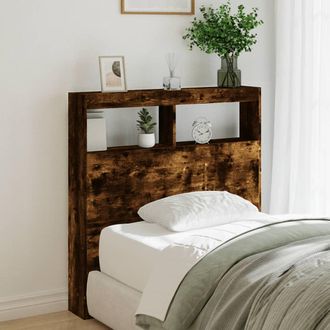vidaXL Cabecero De Cama Con Luz Led Roble Ahumado 100x17x102 Cm Vidaxl