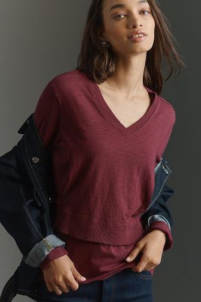 Wilt Long-Sleeve Mixed Media Double Layer Top