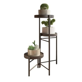 OEM Soporte Para Plantas, Dise&ntilde;o Moderno, Caracter&iacute;sticas Que Ahorran Espacio, Color Negro, 3 Piezas