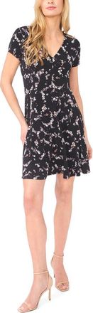 CeCe by Cynthia Steffe Floral Print A-Line Minidress in Rich Black at Nordstrom, Size Medium
