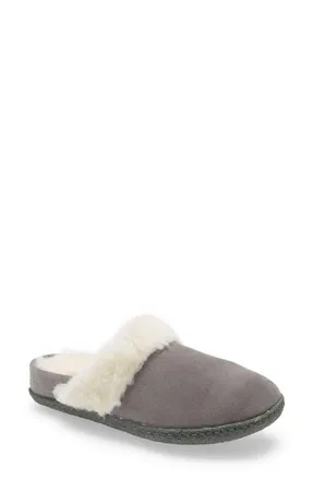 Sorel Nakiska II Faux Shearling Lined Slide Slipper in Quarry Grill at Nordstrom, Size 10