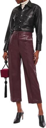 Hussein Chalayan Faux Leather Cropped Wide Leg Pants Size XXS