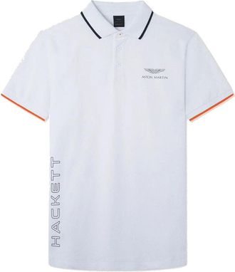 Hackett Aston Martin Racing Polo met Geribbelde Kraag - Heren - Polos - Wit - S - Katoen - Tops