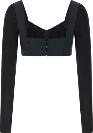 Dolce & Gabbana Structured Satin Bustier Bodysuit - Black