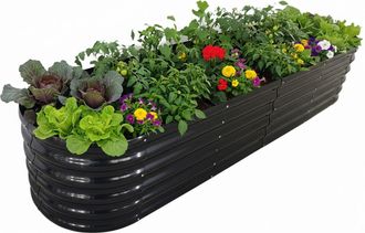 Relaxdays Relaxdays Huerto Elevado, Acero, Xxl, Flores, Plantas Y Verduras, Hxbxt: 45x240x60 Cm, Semicircular, Antracita