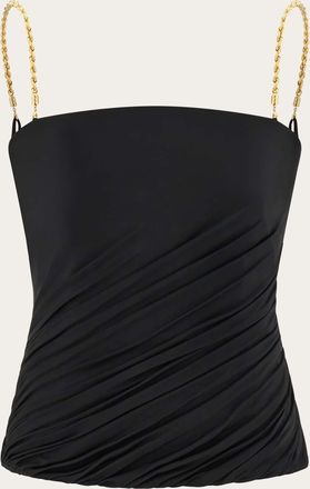 Ferragamo Women Gathered top with chain detail Black