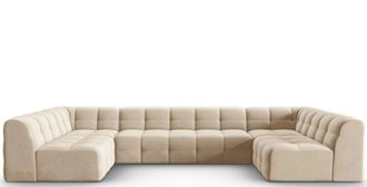 BLOOMINGLOFT 7-Sitzer Design Panoramasofa Kendal Bezug: Beige