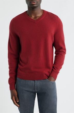 Nordstrom Cashmere V-Neck Sweater in Red Fire at Nordstrom Rack, Size Large