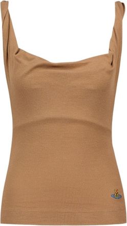 Vivienne Westwood Ribbed Knit Twisted Shoulder Strap Top