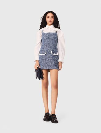 Maje Short Tweed Dress - Blue - Maje