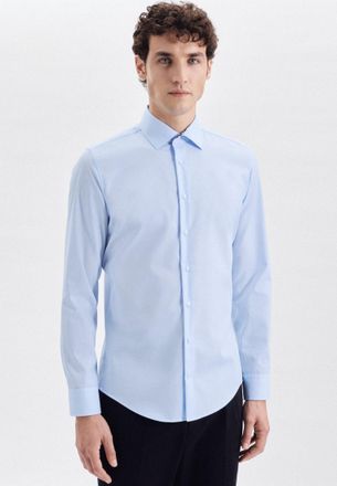 Seidensticker Businesshemd SEIDENSTICKER X-Slim, Herren, Gr. XS (36), normale &Auml;rmell&auml;ngen, blau (hellblau), 100% Baumwolle, unifarben, skinny fit, 2-Knopf-Manschett