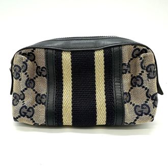 Gucci Navy Gg Canvas Pouch (Pre-Owned)