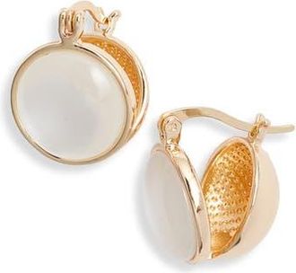Nordstrom Cabochon Orb Huggie Hoop Earrings in Pearlized White- Gold at Nordstrom Rack