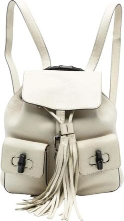 Gucci Zaino in pelle e bamb&ugrave; con nappa 2016-2025 - Bianco