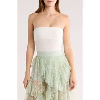 Alice & Olivia Bandeau Strapless Bodysuit in Off White at Nordstrom Rack, Size X-Large