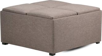 Simpli Home Avalon 35In Contemporary Square Coffee Table Storage Ottoman