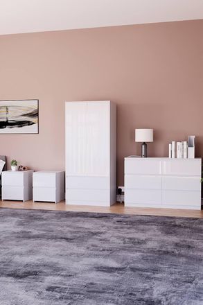 Home Discount Vida Designs Glinton 4Pc Bedroom Set(2Dr Bedsidex2, 6Dr Chest, Wardrobe) in White
