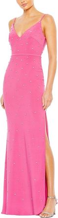 Mac Duggal Rhinestone Embellished V-Neck Gown